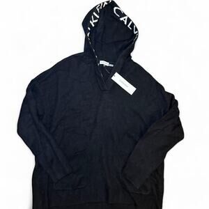 Calvin Klein black knit hoodie sweater, new with tags, size large